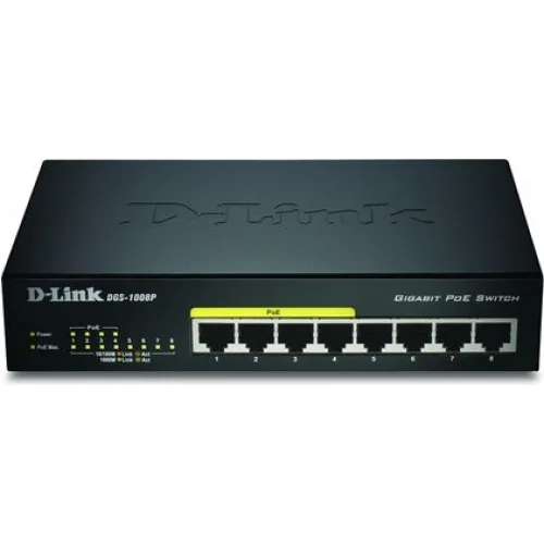 D-Link DGS-1008P Unmanaged L2 PoE Switch με 8 Θύρες Gigabit (1Gbps) Ethernet