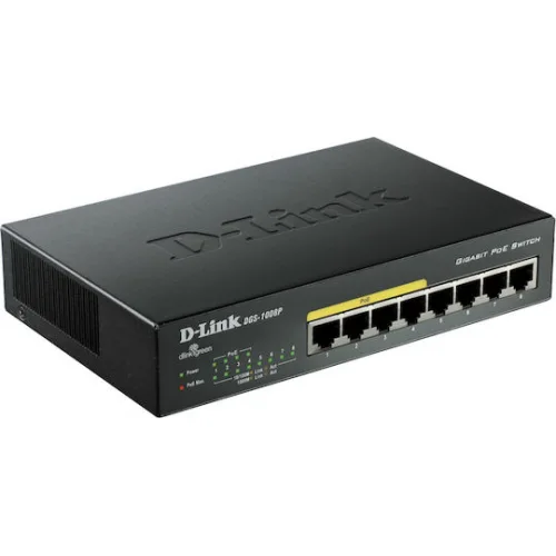 D-Link DGS-1008P Unmanaged L2 PoE Switch με 8 Θύρες Gigabit (1Gbps) Ethernet