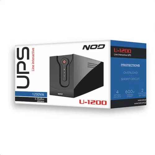 NOD U-1200 UPS Line-Interactive 1200VA 600W με 4 Schuko Πρίζες NOD U-1200 UPS Line-Interactive 1200VA 600W με 4 Schuko Πρίζες
