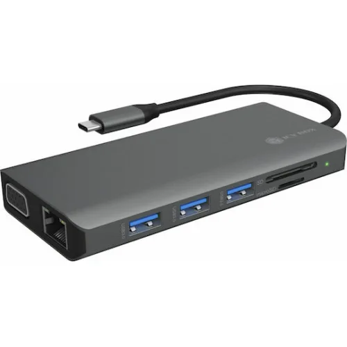 Icy Box USB-C Docking Station με HDMI 4K PD Ethernet και σύνδεση 3 Οθονών Ασημί (IB-DK4070-CPD)