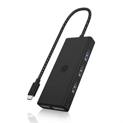 Icy Box USB-C Docking Station με HDMI/DisplayPort 4K PD Ethernet και σύνδεση 3 Οθονών Μαύρο (IB-DK4011-CPD)