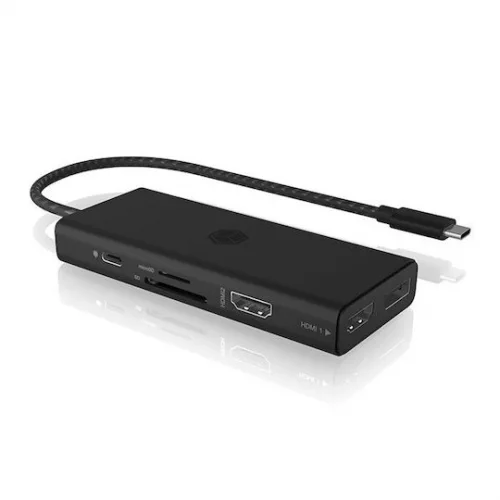 Icy Box USB-C Docking Station με HDMI/DisplayPort 4K PD Ethernet και σύνδεση 3 Οθονών Μαύρο (IB-DK4011-CPD)