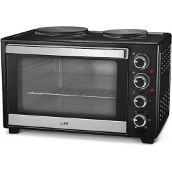 Life Ηλεκτρικό Φουρνάκι 30lt με 2 Εστίες και Αέρα