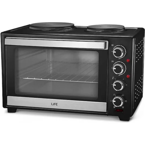 Life Ηλεκτρικό Φουρνάκι 30lt με 2 Εστίες και Αέρα