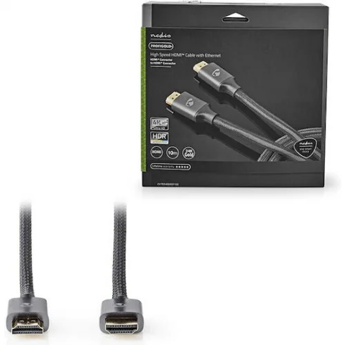 Nedis HDMI 2.0 Braided Cable HDMI male - HDMI male 10m Gun Metal Grey
