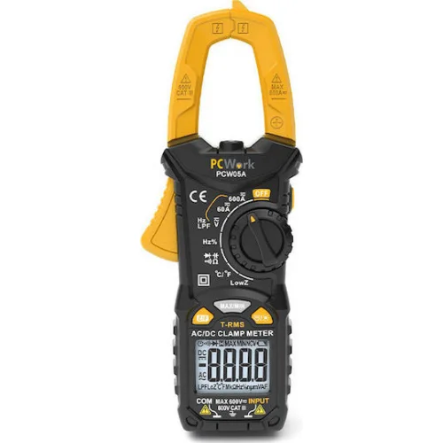 Pcwork Αμπεροτσιμπίδα Ψηφιακή 600A AC PCW05A True RMS με Ακροδέκτες
