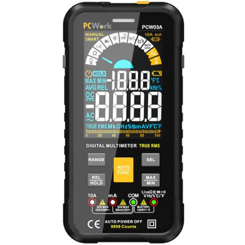 Pcwork PCW03A Ψηφιακό Πολύμετρο True RMS με Μέτρηση AC / DC / Αντίστασης / Χωρητικότητας / Θερμοκρασίας
