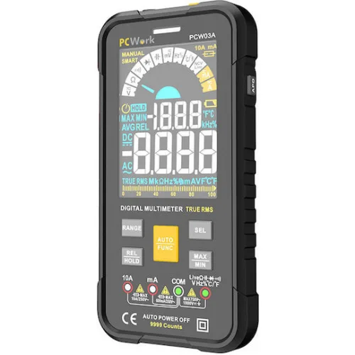 Pcwork PCW03A Ψηφιακό Πολύμετρο True RMS με Μέτρηση AC / DC / Αντίστασης / Χωρητικότητας / Θερμοκρασίας