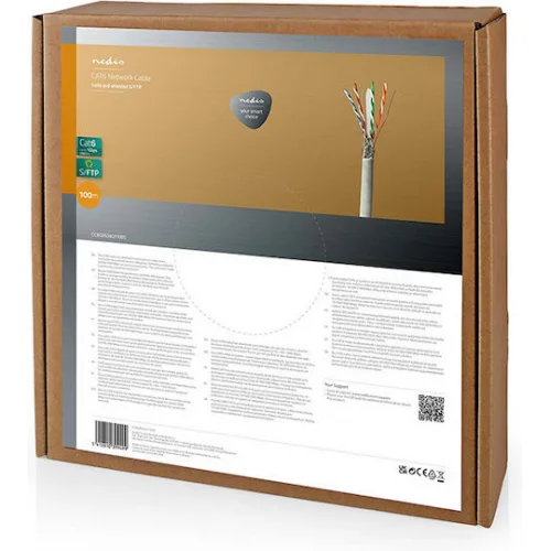 Nedis S/FTP Cat.6 Καλώδιο Δικτύου Ethernet χωρίς ακροδέκτες 100m Γκρι 1τμχ