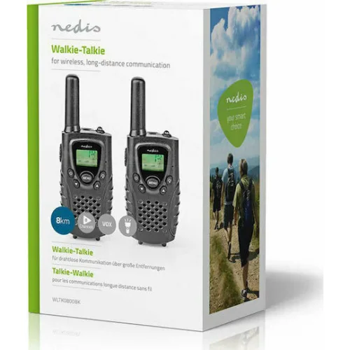 Nedis WLTK0800BK Ασύρματος Πομποδέκτης PMR με Μονόχρωμη Οθόνη Σετ 2τμχ