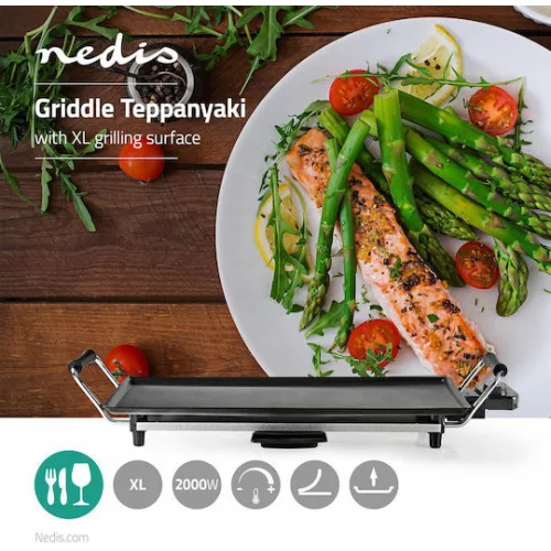 Nedis Teppanyaki Πλάκα Ψησίματος με Ρυθμιζόμενο Θερμοστάτη 2000W 47.5x26.5εκ.