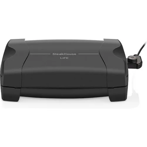 Life Steakhouse Επιτραπέζια Ηλεκτρική Ψησταριά Σχάρας 1100W με Καπάκι και Ρυθμιζόμενο Θερμοστάστη 34x26εκ.