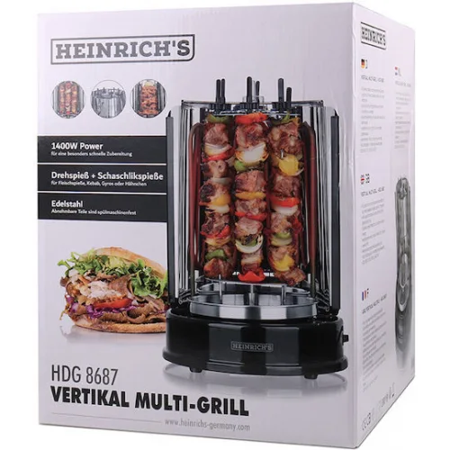 Heinrich's Επιτραπέζια Κάθετη Σούβλα 1400W Ανοξείδωτη 35x25εκ.