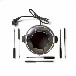 Nedis Σκεύος για Φοντύ Ηλεκτρικό Μεταλλικό 6 Ατόμων Μαύρο 800W 19x19x23εκ.