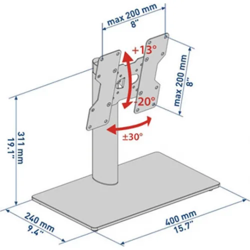 Meliconi Stand 100-200 Επιτραπέζια Βάση Τηλεόρασης έως 40" και 20kg