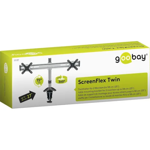 Goobay ScreenFlex Twin Βάση Γραφείου για 2 Οθόνες έως 23" Ασημί