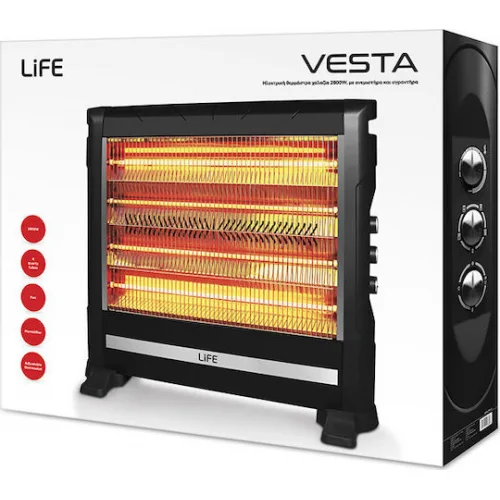 Life Vesta Σόμπα Χαλαζία με Θερμοστάτη και Ανεμιστήρα 2800W