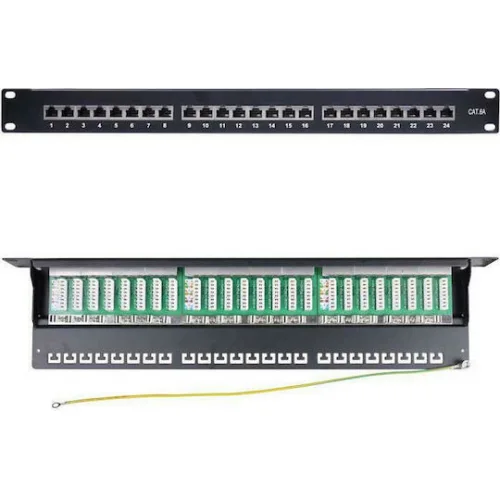 Goobay Patch Panel για Rack 1U 19" 24 Θυρών cat6a Μαύρο