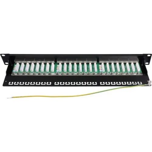 Goobay Patch Panel για Rack 1U 19" 24 Θυρών cat6a Μαύρο