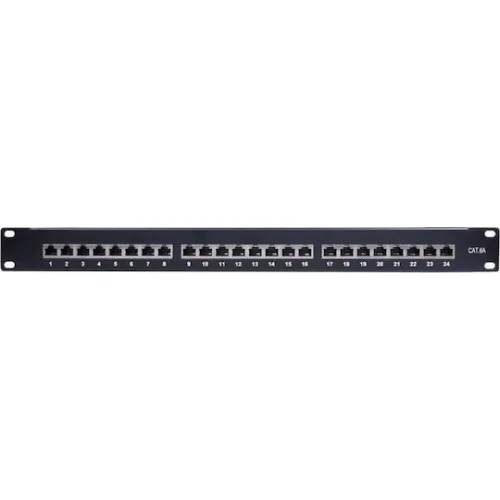 Goobay Patch Panel για Rack 1U 19" 24 Θυρών cat6a Μαύρο