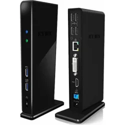 Icy Box USB-C Docking Station με HDMI Ethernet και σύνδεση 2 Οθονών Μαύρο (IB-DK2241AC)