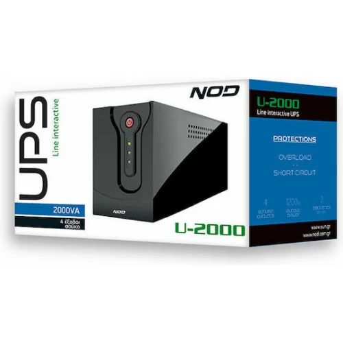 NOD U-2000 UPS Line-Interactive 2000VA 1200W με 4 Schuko Πρίζες