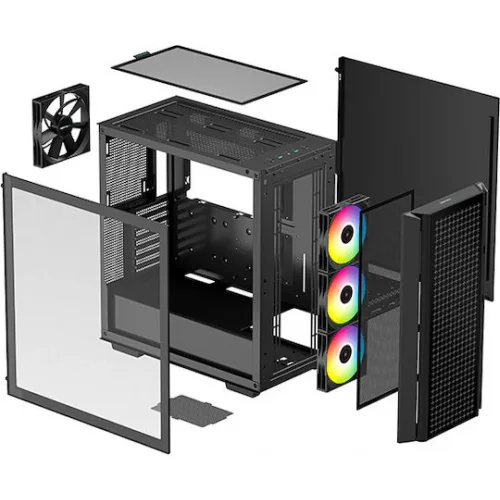 Deepcool CG540 Gaming Midi Tower Κουτί Υπολογιστή με Πλαϊνό Παράθυρο και RGB Φωτισμό Μαύρο