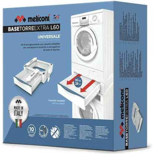 Meliconi Torre Base Extra L60 Συνδετικό Πλυντηρίου/Στεγνωτηρίου από Μέταλλο με Συρτάρι 55x60εκ. 070-0599