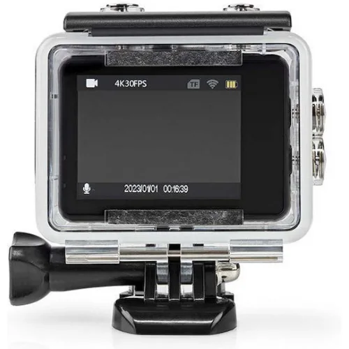 Nedis ACAM51BK Action Camera 4K Ultra HD Υποβρύχια (με Θήκη) με Οθόνη 2" και Wi-Fi Μαύρη