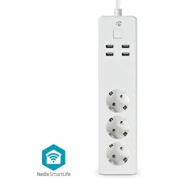 Nedis Smart Πολύπριζο 3 Θέσεων με 4 USB-A, Διακόπτη και Καλώδιο 1.8m