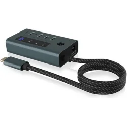 Icy Box USB 3.2 Hub 10 Θυρών με σύνδεση USB-A & Θύρα Φόρτισης Γκρι