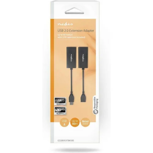 Nedis Ccgb61extbk500 Σετ Καλωδίων Προέκτασης Usb A Αρσ. - 1x Rj45 Θηλ. And Usb A Θηλ. - 1x Rj45 Θηλ. Σε Utp Θηλ., Με Ενίσχυση Σήμα (έως 6 Άτοκες Δόσεις)