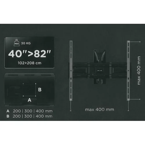 Meliconi Slimstyle Plus 400 SDR Βάση Τηλεόρασης Τοίχου με Βραχίονα έως 82" και 30kg