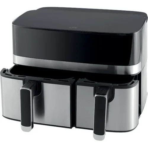 Life In Sync Air Fryer με Διπλό Αποσπώμενο Κάδο 8.6lt Ασημί