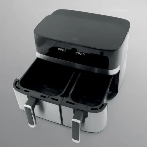Life In Sync Air Fryer με Διπλό Αποσπώμενο Κάδο 8.6lt Ασημί