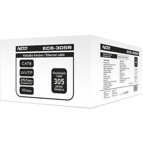NOD U/UTP Cat.6 Καλώδιο Δικτύου Ethernet χωρίς ακροδέκτες 305m Γκρι 1τμχ NOD U/UTP Cat.6 Καλώδιο Δικτύου Ethernet χωρίς ακροδέκτες 305m Γκρι 1τμχ