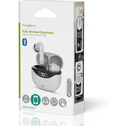 Nedis HPBT2450WT In-ear Bluetooth Handsfree Ακουστικά με Θήκη Φόρτισης Λευκά