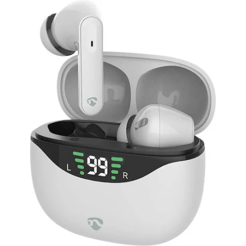Nedis HPBT2450WT In-ear Bluetooth Handsfree Ακουστικά με Θήκη Φόρτισης Λευκά