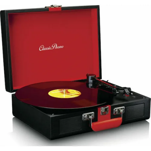 Lenco TT-110 TT-110BKRD Βαλιτσάκι Πικάπ Belt Drive με Προενίσχυση και Ενσωματωμένα Ηχεία Μαύρο