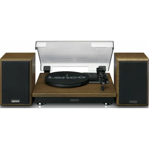 Lenco LS-100WD Wood LS-100WD Πικάπ Belt Drive με Προενίσχυση και Ενσωματωμένα Ηχεία Καφέ