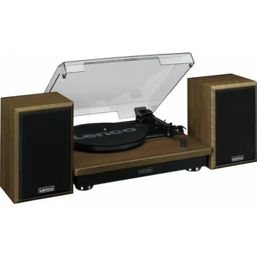 Lenco LS-100WD Wood LS-100WD Πικάπ Belt Drive με Προενίσχυση και Ενσωματωμένα Ηχεία Καφέ