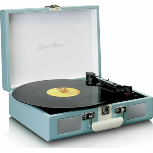 Lenco TT-110 TT110BW Βαλιτσάκι Πικάπ Belt Drive με Προενίσχυση και Ενσωματωμένα Ηχεία Μπλε