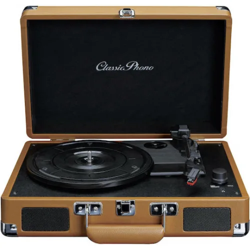 Lenco TT-10 TT10 Βαλιτσάκι Πικάπ Belt Drive με Προενίσχυση και Ενσωματωμένα Ηχεία Καφέ