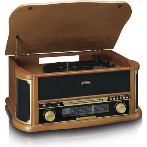 Lenco TCD-2551 Πικάπ Belt Drive με Προενίσχυση και Ενσωματωμένα Ηχεία Καφέ