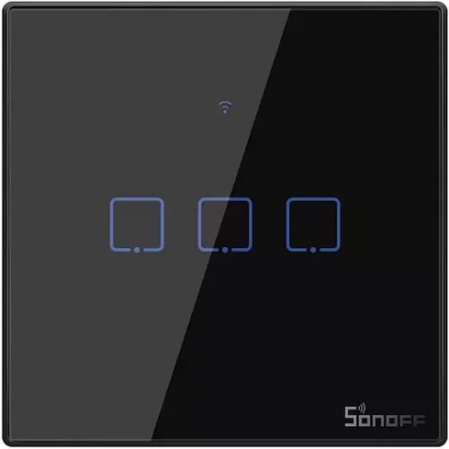 Sonoff ΤΧ-T3EU3C Χωνευτός Διακόπτης Τοίχου Αφής Wi-Fi Φωτισμού Τριπλός με Πλαίσιο Μαύρος