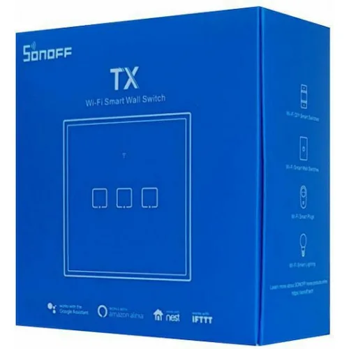 Sonoff ΤΧ-T3EU3C Χωνευτός Διακόπτης Τοίχου Αφής Wi-Fi Φωτισμού Τριπλός με Πλαίσιο Μαύρος