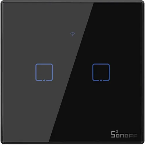 Sonoff Χωνευτός Διακόπτης Τοίχου Αφής Wi-Fi Φωτισμού Διπλός με Πλαίσιο Μαύρος