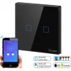 Sonoff Χωνευτός Διακόπτης Τοίχου Αφής Wi-Fi Φωτισμού Διπλός με Πλαίσιο Μαύρος