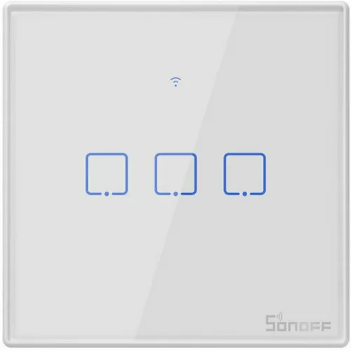 Sonoff TX T2 Εξωτερικός Διακόπτης Τοίχου Αφής Wi-Fi Φωτισμού Τριπλός με Πλαίσιο Λευκός