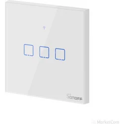 Sonoff TX T2 Εξωτερικός Διακόπτης Τοίχου Αφής Wi-Fi Φωτισμού Τριπλός με Πλαίσιο Λευκός